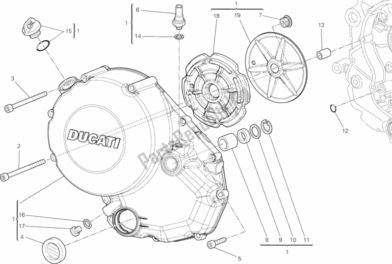 Alle onderdelen voor de Koppelingsdeksel van de Ducati Monster 659 Australia 2013